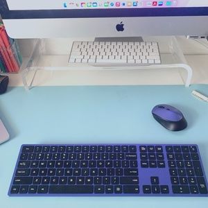 Wireless Keyboard & Mouse 1-USB operates both, Full size Number Pad NavyBlue OS